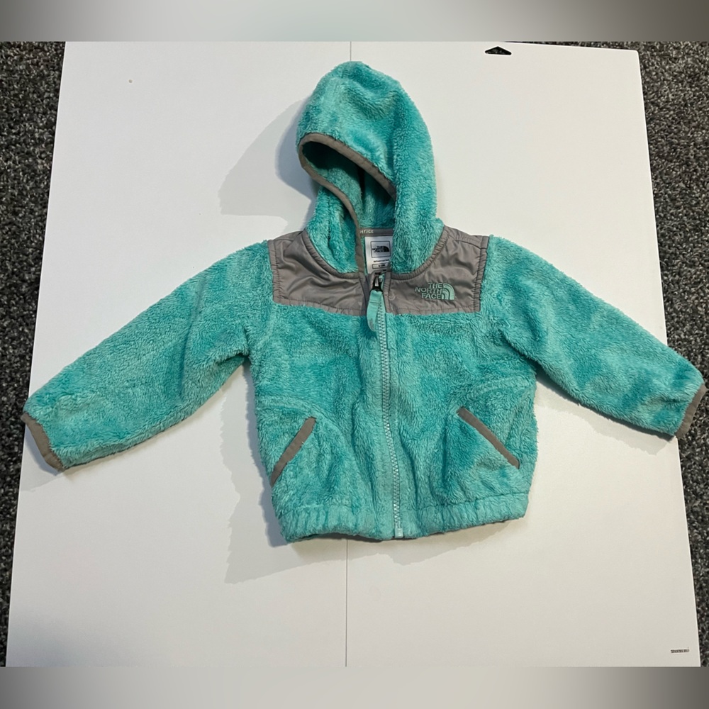 Teal and Gray Fleece Northface Fleece with Hood 6-12 months